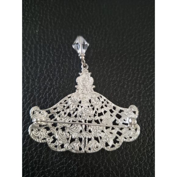 Vintage Silver Tone Rhinestone Peackoch Brooch - Picture 2 of 3